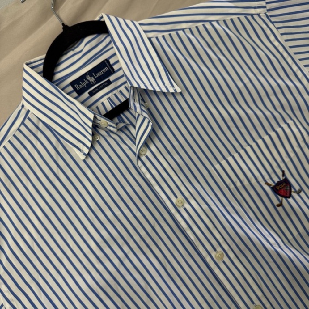 Ralph Lauren Men’s 2XL Tilden Striped Shirt Vintage 1990s Golf‎ Crest Blue Label